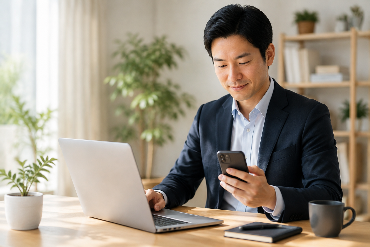 パソコンとスマートフォンから会計情報を確認する事業主